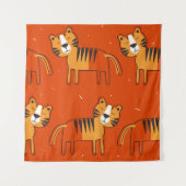 Kleurrijke Tigers Hand getrokken Decor Wandkleed (Voorkant)