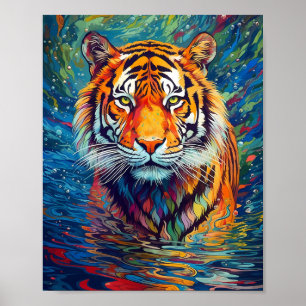 Kleurrijke Tijger Abstracte Schilderij Poster