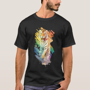 Kleurrijke Tijger Wilde Kat Liefhebber T-shirt