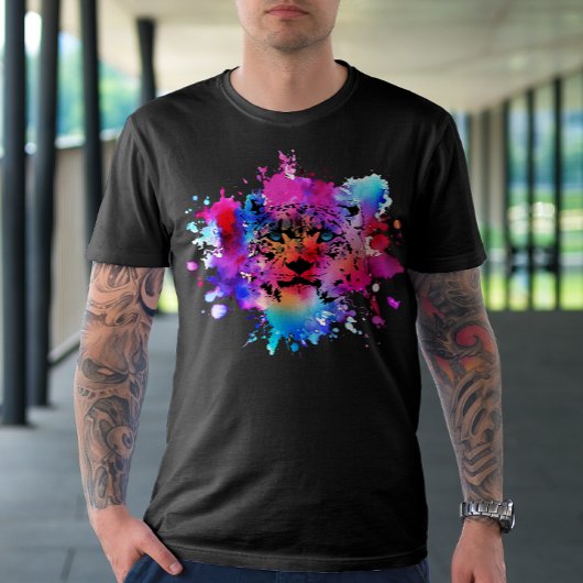 Kleurrijke tijgerkop T-shirt