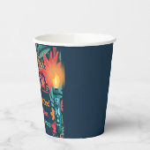 Kleurrijke Tiki Luau Skull Achtertuin Verjaardagsf Papieren Bekers (Links)