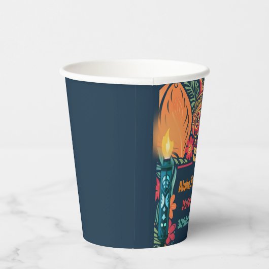 Kleurrijke Tiki Luau Skull Achtertuin Verjaardagsf Papieren Bekers (Rechts)
