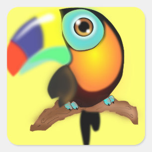 Kleurrijke Toekan op Geel Vierkante Sticker