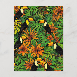 Kleurrijke Toekans Tropisch Jungleblad Hibiscus Briefkaart