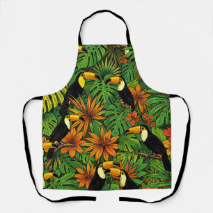 Kleurrijke Toekans Tropisch Jungleblad Hibiscus Schort
