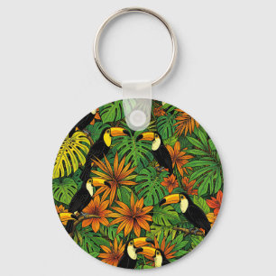 Kleurrijke Toekans Tropisch Jungleblad Hibiscus Sleutelhanger