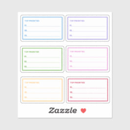 Kleurrijke Top Prioriteiten Dagelijkse Planner Sticker