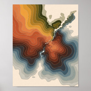 Kleurrijke Topografische Kaart Print
