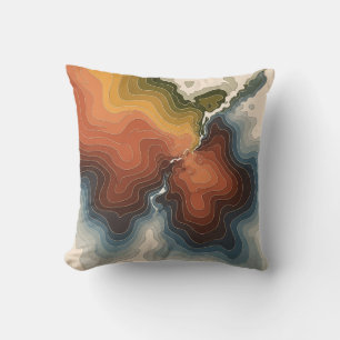 Kleurrijke Topografische Kaart Print Kussen