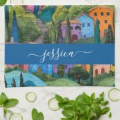 Kleurrijke Toscaanse patroon scriptnaam Theedoek (Gevouwen)