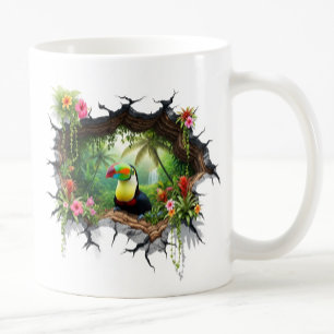 Kleurrijke Toucan Kijkend Door Wandportaal Koffiemok