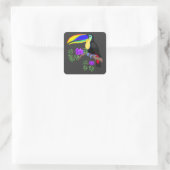 Kleurrijke Toucan met Flowers Square Sticker (Tas)