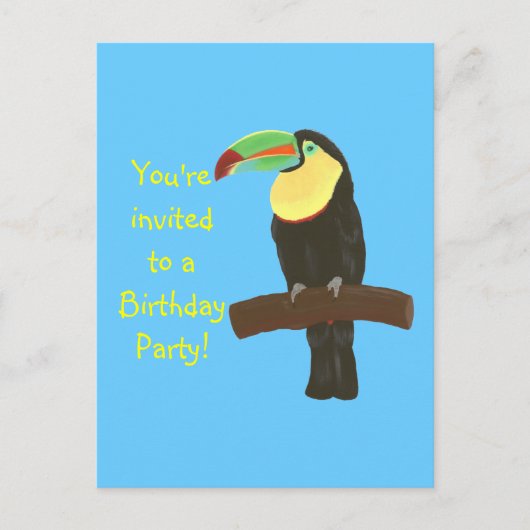 Kleurrijke Toucan verjaardagsuitnodigingen op brie Uitnodiging Briefkaart (Voorkant)
