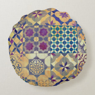 Kleurrijke traditionele mediterrane en Egeïsche te Rond Kussen
