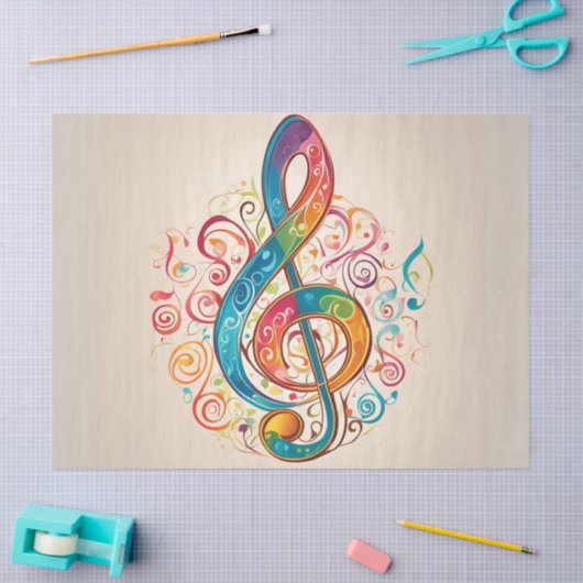 Kleurrijke Treble Clef Decoupage Tissuepapier (Craft)