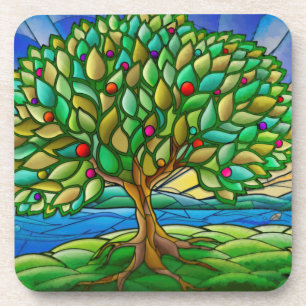 Kleurrijke Tree of Life Decoratieve Hard Plastic Bier Onderzetter