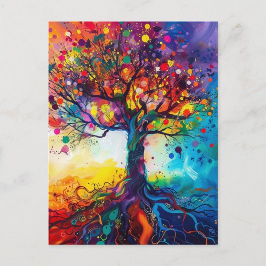 Kleurrijke Tree of Life Rainbow Serenity Natuur Ar Briefkaart (Voorkant)