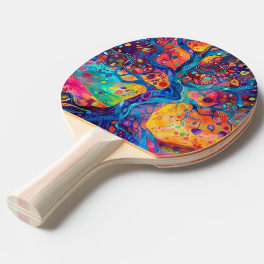 Kleurrijke Tree of Life Rainbow Serenity Natuur Ar Tafeltennisbatje (Voorkant Gekanteld)