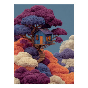 Kleurrijke Treehouse Wall Art Perfect Poster