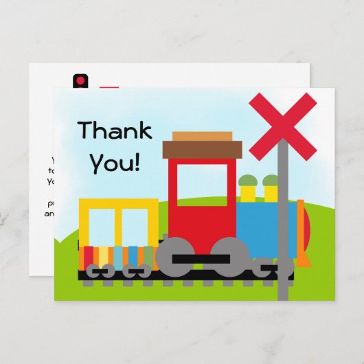 Kleurrijke Trein Verjaardag Bedankt Briefkaart (Voorkant / Achterkant)