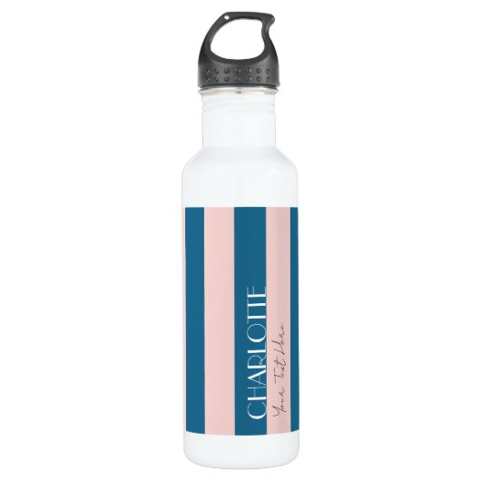 Kleurrijke trendy moderne marine nautische blauwe waterfles (Voorkant)