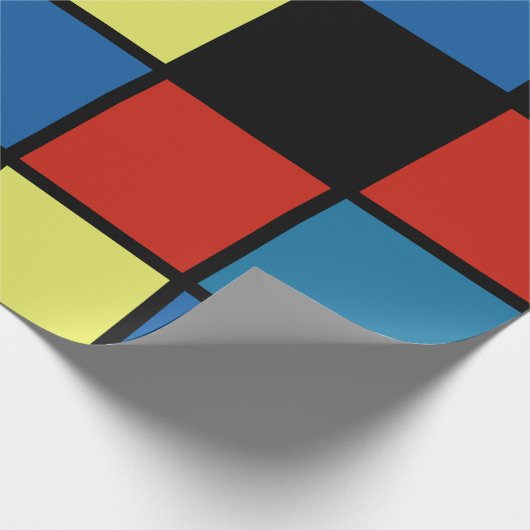 Kleurrijke trendy Tegels blauw geel rood Cadeaupapier (Hoek)