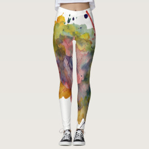 Kleurrijke, trendy warme Abstracte Waterverf spatt Leggings
