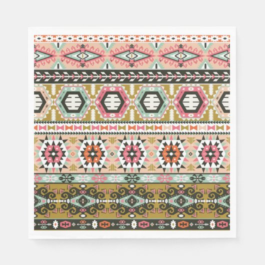 Kleurrijke Tribal Aztec Patroon Boho Geometrisch Servet (Voorkant)