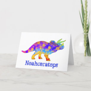 Kleurrijke Triceratops Dinosaurus Kunst Noah Voeg  Feestdagen Kaart