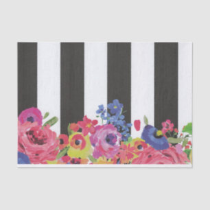 Kleurrijke, trillende streep Floral collage Tissuepapier