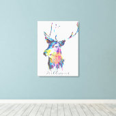 kleurrijke trillende waterverven splatters hert ko canvas afdruk (Insitu (Houten vloer))