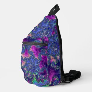 Kleurrijke Trippy Boho Jewel Tone Regenboog Fracta Sling Bag