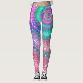 Kleurrijke Trippy Funky Jewel Tone Spiral Fractal Leggings