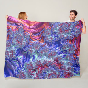 Kleurrijke Trippy Groovy Digitale Abstracte Fracta Fleece Deken