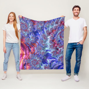 Kleurrijke Trippy Groovy Digitale Abstracte Fracta Fleece Deken