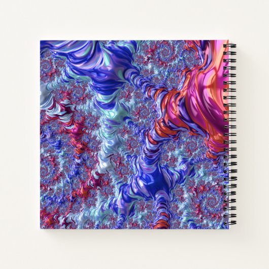 Kleurrijke Trippy Groovy Digitale Abstracte Fracta Notitieboek (Achterkant)