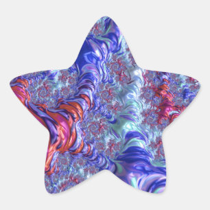 Kleurrijke Trippy Groovy Digitale Abstracte Fracta Ster Sticker
