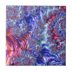 Kleurrijke Trippy Groovy Digitale Abstracte Fracta Tegeltje