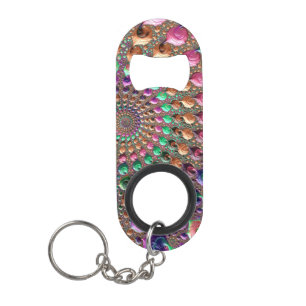 Kleurrijke Trippy Groovy Levendige Spiraal Fractal Mini Flessenopener
