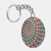 Kleurrijke Trippy Groovy Levendige Spiraalvormige Sleutelhanger (Voorkant Links)