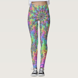 Kleurrijke Trippy Vibrant Groovy Fractal Burst Leggings