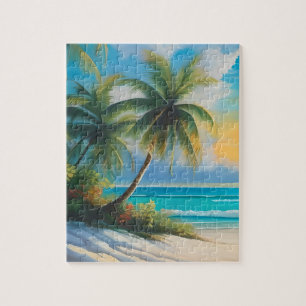 Kleurrijke Tropical Paradise Zee & Palmbomen Legpuzzel