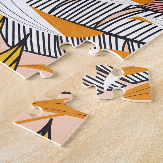 Kleurrijke tropische bladeren, beige achtergrondpa legpuzzel (Zijkant)