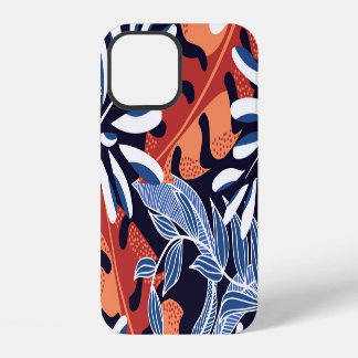 Kleurrijke tropische bladeren blauwe achtergrond iPhone 12 hoesje