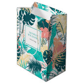 Kleurrijke tropische bladeren collage medium cadeauzakje (Achterkant Gekanteld)