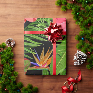 Kleurrijke Tropische Bladeren en Hibiscus Bloemen Cadeaupapier