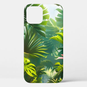 Kleurrijke Tropische Bladeren en Hibiscus Bloemen iPhone 12 Pro Hoesje