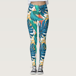Kleurrijke tropische bladeren, exotisch patroonont leggings