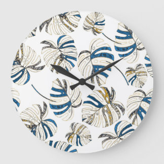 Kleurrijke tropische bladeren, modern patroon. grote klok