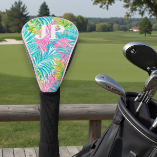 Kleurrijke Tropische Bladeren Monogram Golf Cadeau Golfheadcover